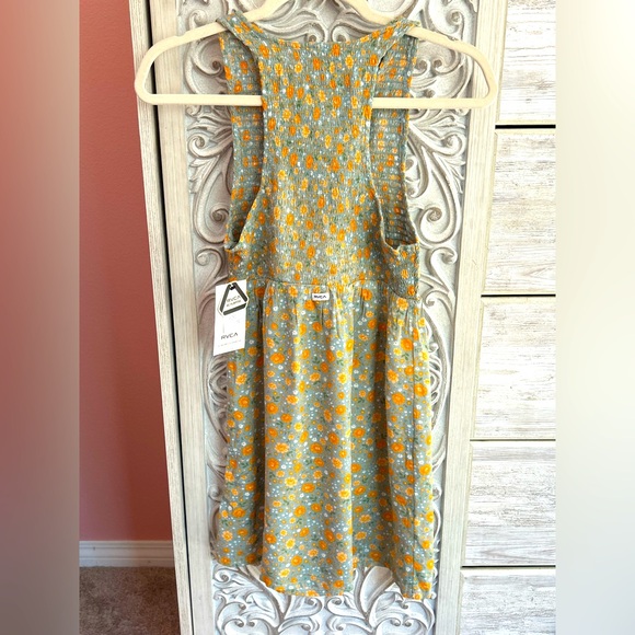 RVCA floral high neck trigger mini dress with smocked bust shale color NWT SZ XS - Picture 8 of 12